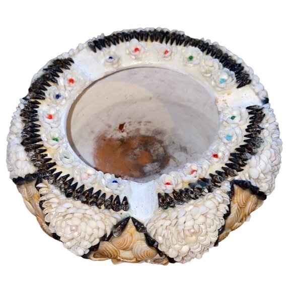 Vintage Handmade Shell-Encrusted Decorative Bowl - Picture 1 of 13